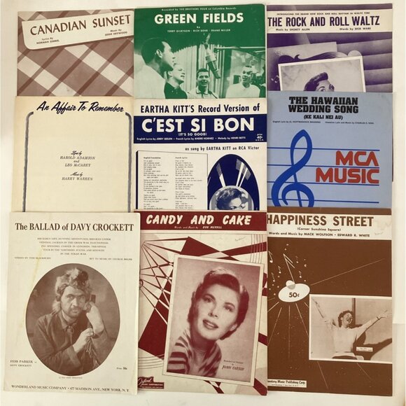 40s 50s Vintage Sheet Music Eartha Kitt, Affair To Remember, Davy Crockett - Picture 1 of 16